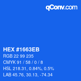 Code couleur: HEX #1663EB | qconv.com