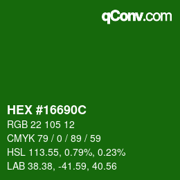 Color code: HEX #16690C | qconv.com