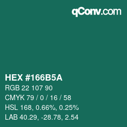 Color code: HEX #166B5A | qconv.com