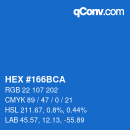 Color code: HEX #166BCA | qconv.com