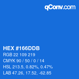 颜色代码: HEX #166DDB | qconv.com