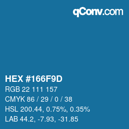 颜色代码: HEX #166F9D | qconv.com