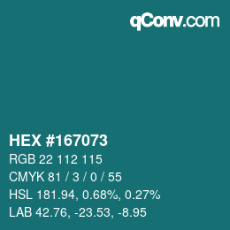 Color code: HEX #167073 | qconv.com
