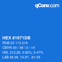 Color code: HEX #1671DB | qconv.com
