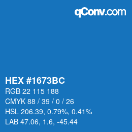 Color code: HEX #1673BC | qconv.com