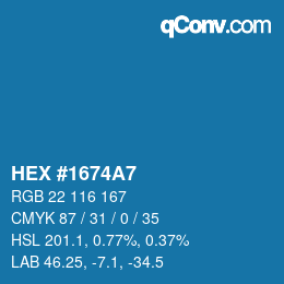 Color code: HEX #1674A7 | qconv.com