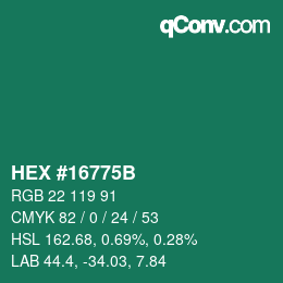 カラーコード: HEX #16775B | qconv.com