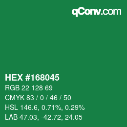カラーコード: HEX #168045 | qconv.com