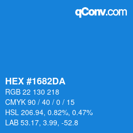 Farbcode: HEX #1682DA | qconv.com