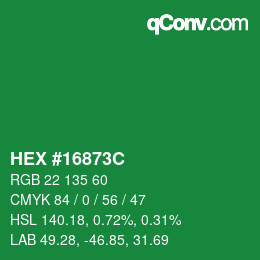 Color code: HEX #16873C | qconv.com