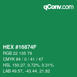 Color code: HEX #16874F | qconv.com