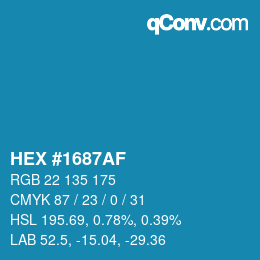 Color code: HEX #1687AF | qconv.com