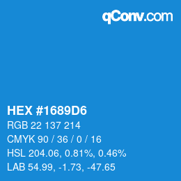 Color code: HEX #1689D6 | qconv.com