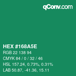 Color code: HEX #168A5E | qconv.com