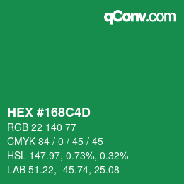 Color code: HEX #168C4D | qconv.com