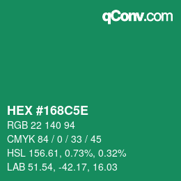 Color code: HEX #168C5E | qconv.com