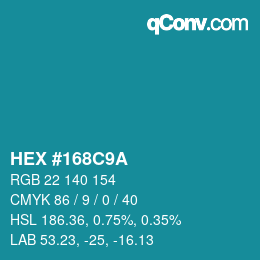 Color code: HEX #168C9A | qconv.com