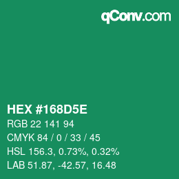 Color code: HEX #168D5E | qconv.com