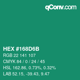 Color code: HEX #168D6B | qconv.com