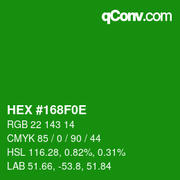 Color code: HEX #168F0E | qconv.com