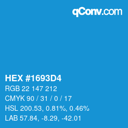 Color code: HEX #1693D4 | qconv.com