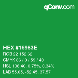 Color code: HEX #16983E | qconv.com