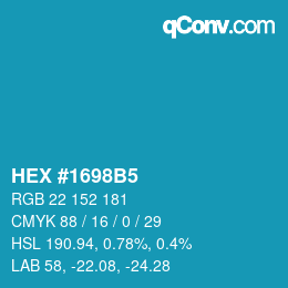 カラーコード: HEX #1698B5 | qconv.com