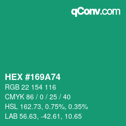 Color code: HEX #169A74 | qconv.com