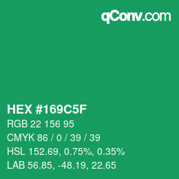 Color code: HEX #169C5F | qconv.com