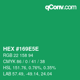 Farbcode: HEX #169E5E | qconv.com