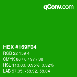 颜色代码: HEX #169F04 | qconv.com