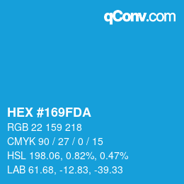 颜色代码: HEX #169FDA | qconv.com