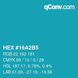 Color code: HEX #16A2B5 | qconv.com