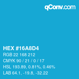 カラーコード: HEX #16A8D4 | qconv.com