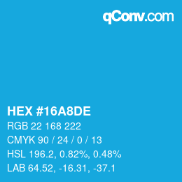 Color code: HEX #16A8DE | qconv.com