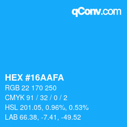 Color code: HEX #16AAFA | qconv.com