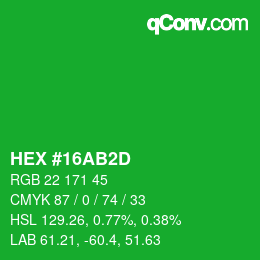 Color code: HEX #16AB2D | qconv.com