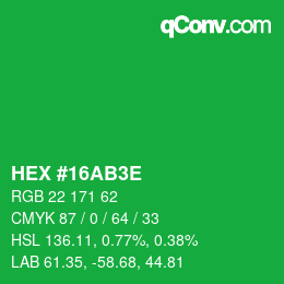 Farbcode: HEX #16AB3E | qconv.com