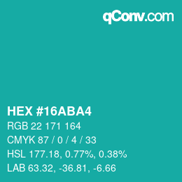 Color code: HEX #16ABA4 | qconv.com