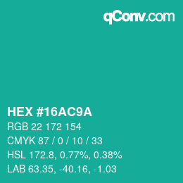 カラーコード: HEX #16AC9A | qconv.com