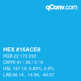 カラーコード: HEX #16ACE8 | qconv.com