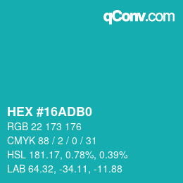 カラーコード: HEX #16ADB0 | qconv.com