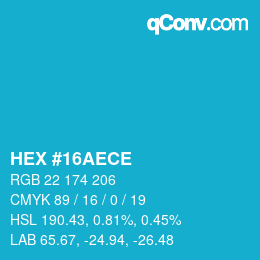 Color code: HEX #16AECE | qconv.com