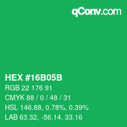 Color code: HEX #16B05B | qconv.com