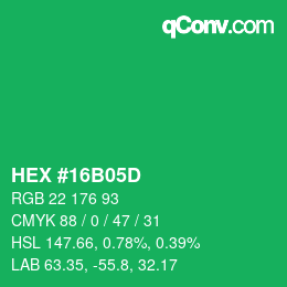 Color code: HEX #16B05D | qconv.com