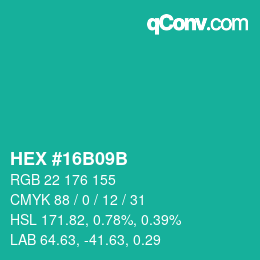 Color code: HEX #16B09B | qconv.com