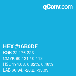 Color code: HEX #16B0DF | qconv.com