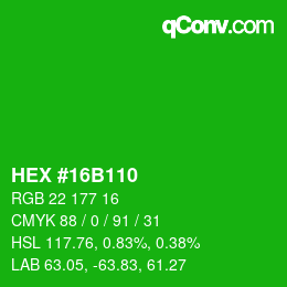 カラーコード: HEX #16B110 | qconv.com