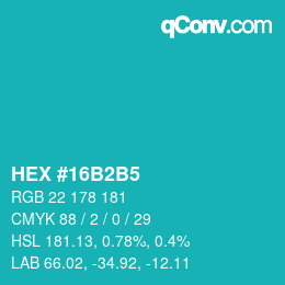 Color code: HEX #16B2B5 | qconv.com