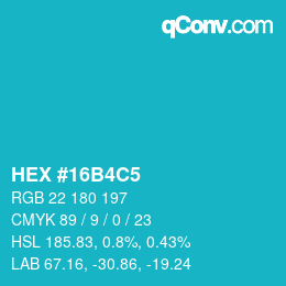 Color code: HEX #16B4C5 | qconv.com